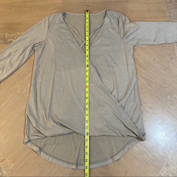 Strappy Cross Front High Low Super Soft 3/4 Sleeve Knit Top - Picture 8 of 8